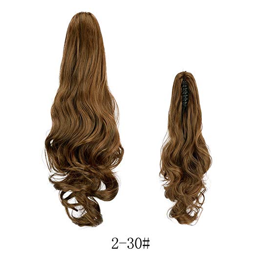20〞Claw Ponytail Clip in Hair Extensions Hairpiece Synthetic Light Curly Soft Silky Nature Looking Heat-Resisting Different Colors for Women Fashion and Beauty-2/30#